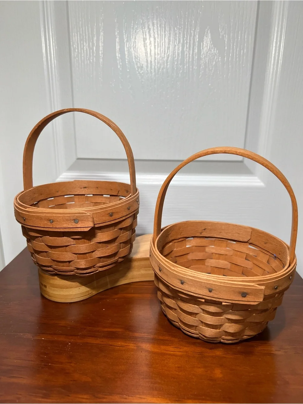 Vtg Longaberger Pair (2) Handwoven Basket with Brass Nameplates 1992